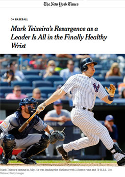 dr keith raskin recognition, the new york times - mark teixeira healthy wrist